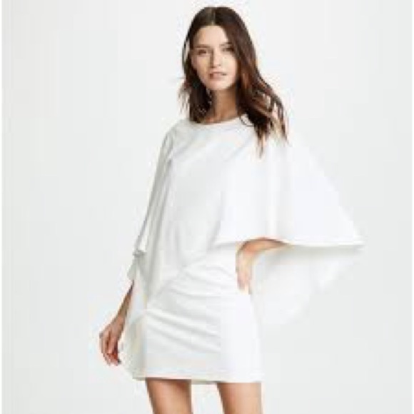 HALSTON HERITAGE Ivory Diagonal Drape Cape Dress (Size 10) - Picture 1 of 9